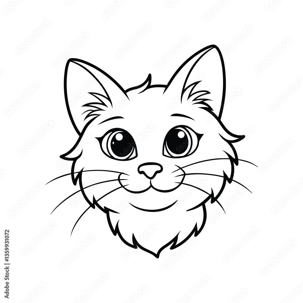 Obraz premium A line art vector drawing of a playful cat head.eps