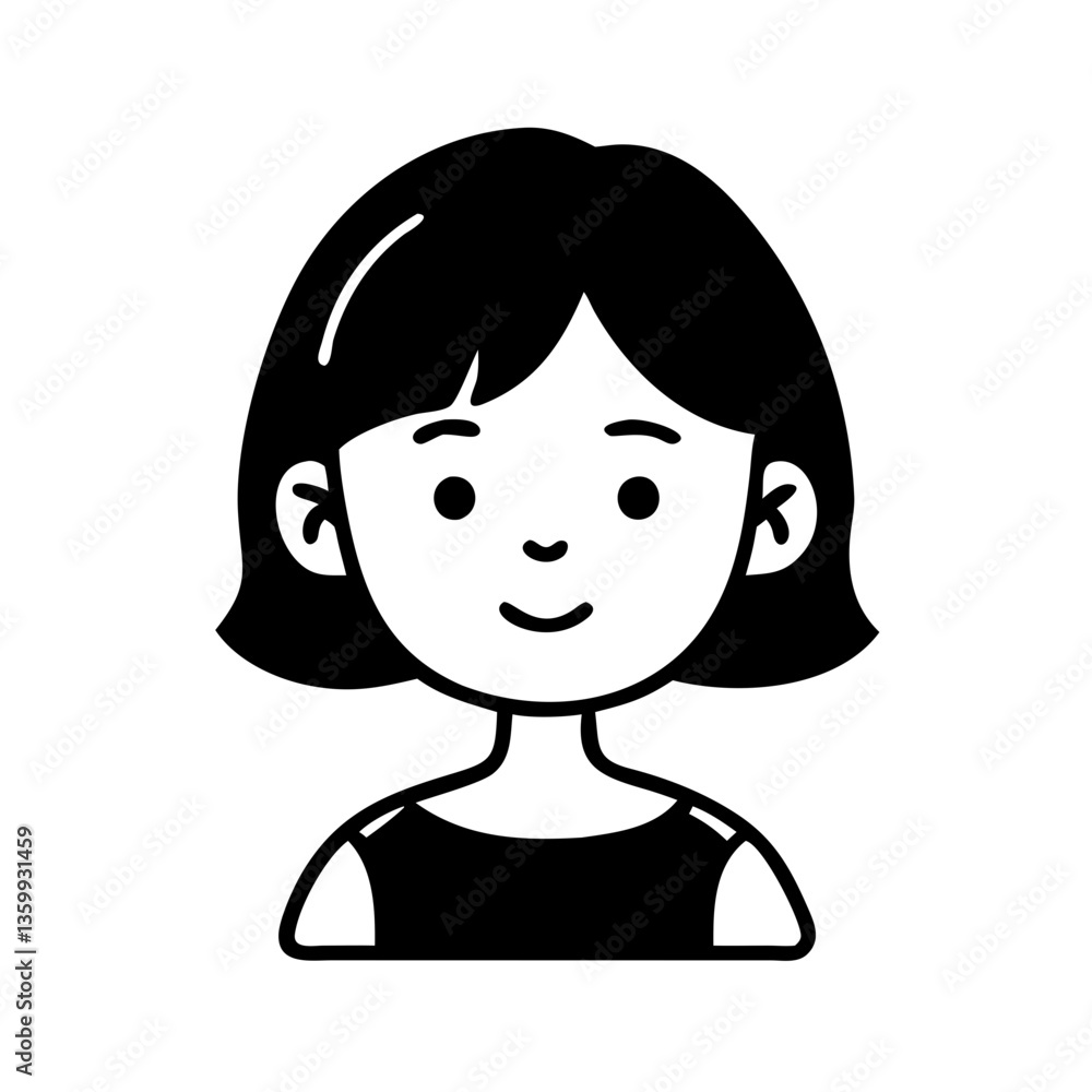 Girl with short hair hand drawn illustration Girl with short hair hand drawn illustration