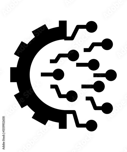 Gear tech icon filled with black