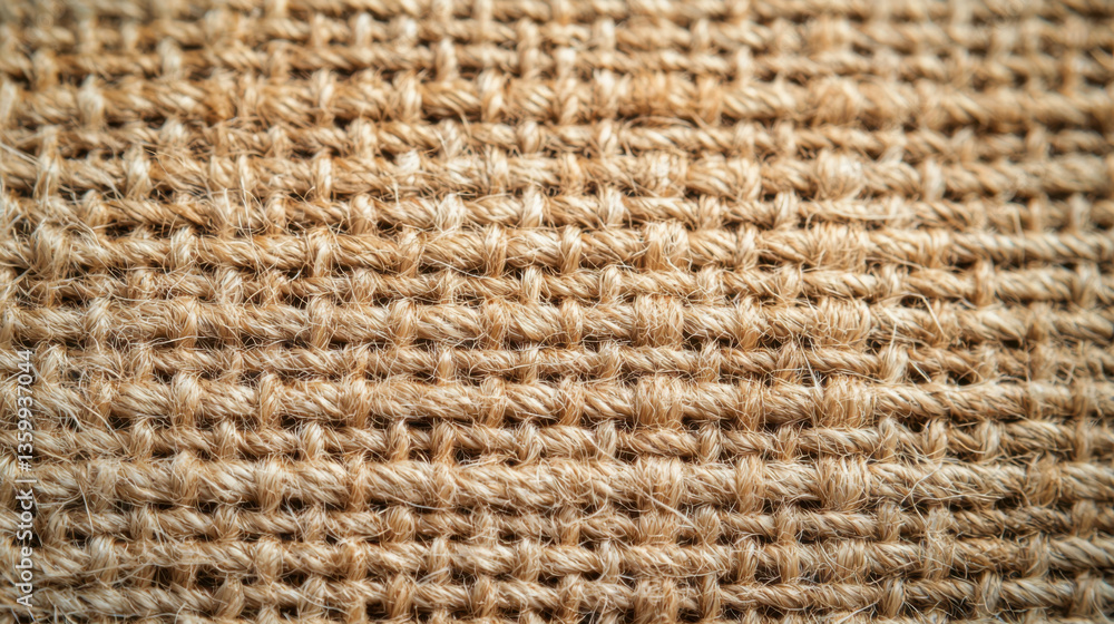 Close up of rough woven jute texture, showcasing its earthy and handmade appearance Close up of rough woven jute texture, showcasing its earthy and handmade appearance