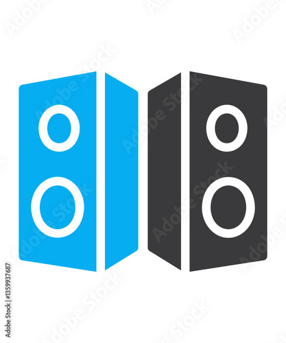 Double speaker icon filled with two tone