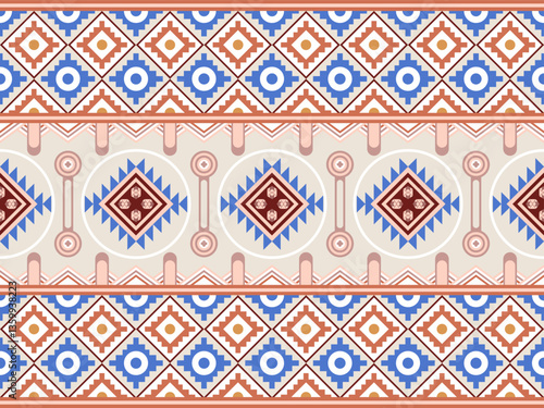 Fabric pattern, geometric pattern, colorful, arranged in a neat and orderly manner, creating a sense of fun and liveliness. Fabric pattern is suitable for decorating clothes, accessories or home decor
