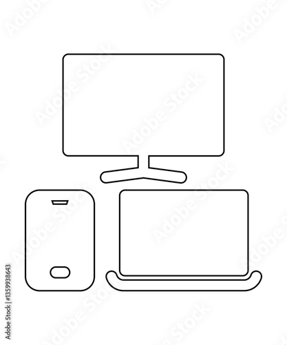 Responsive screens icon with thin outline