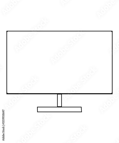 lcd tv screen icon with thin outline
