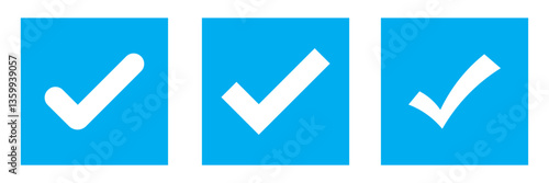 Blue check mark icon. Vector illustration. Tick symbol in blue color. Hand drawn checkmark illustration. Vector illustration. blue tick mark check box icon set.