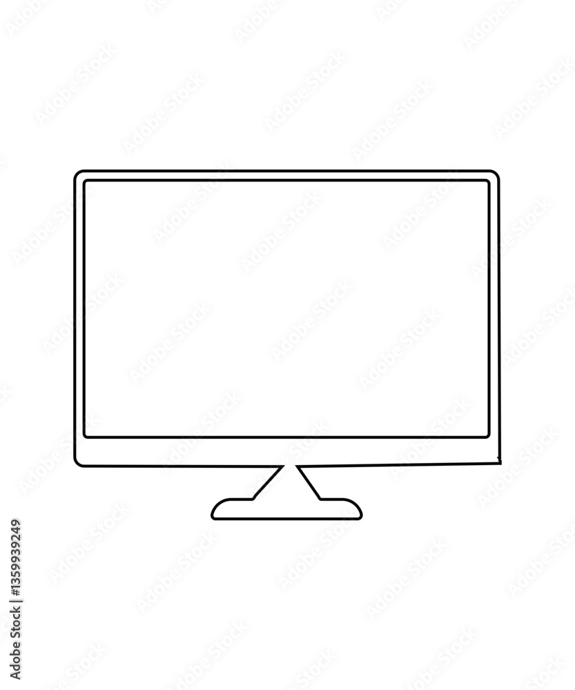 lcd tv monitor icon with thin outline lcd tv monitor icon with thin outline