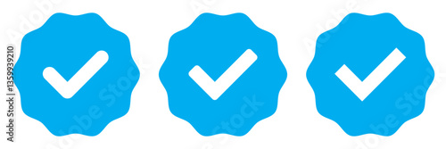 Blue check mark icon. Vector illustration. Tick symbol in blue color. Hand drawn checkmark illustration. Vector illustration. blue tick mark check box icon set.