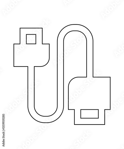 usb cable icon with thin outline
