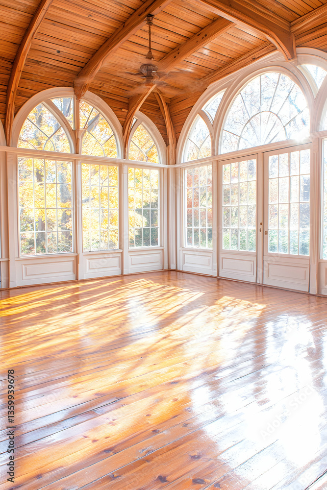Fototapeta premium Sunlit Sunroom, Autumn View
