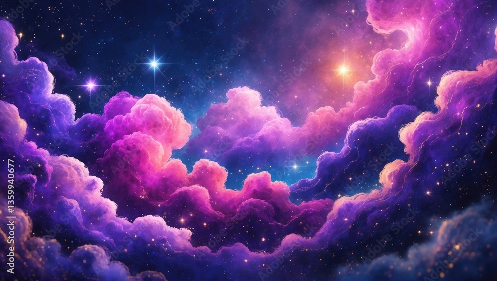 Fototapeta premium a vibrant, illustrated cosmic background.