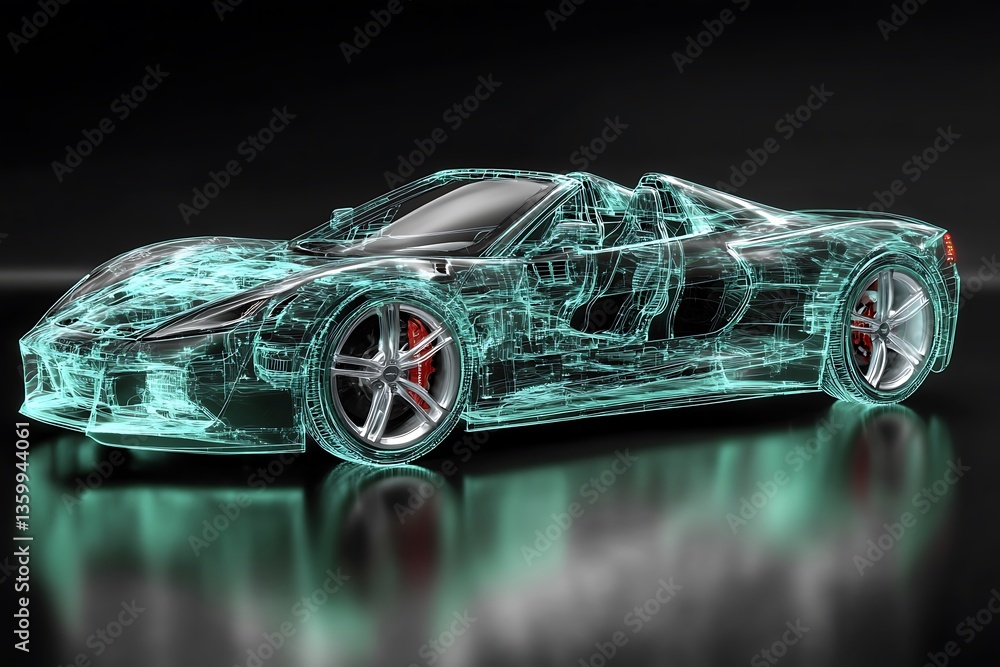 Naklejka premium Modern Luxury Colored Car Race Design Concept Wallpaper Background 3d Rendering Generative Ai