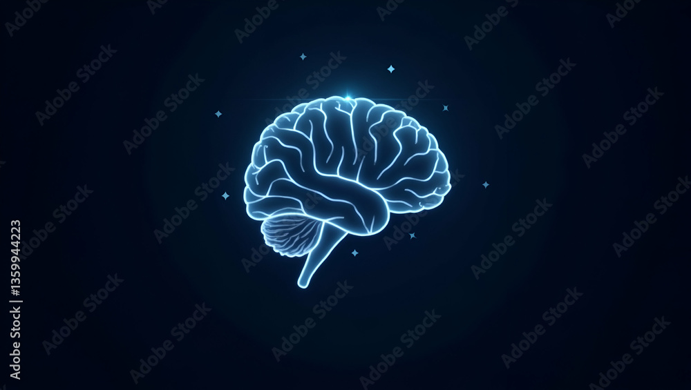 Abstract Low Poly Brain Illustration: AI Symbolizing Wisdom with Wireframe Lines & Dots on Dark Background - Perfect for Stock Photos & Creative Concepts with Space for Text Abstract Low Poly Brain Illustration: AI Symbolizing Wisdom with Wireframe Lines & Dots on Dark Background - Perfect for Stock Photos & Creative Concepts with Space for Text