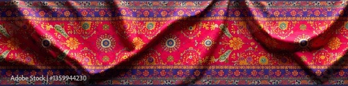 Digital Mughal Saree Print with Multicoloured Border , vibrant colours, digital saree print
