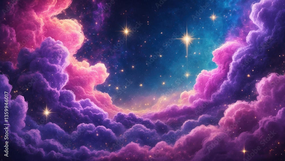 Fototapeta premium a vibrant, illustrated cosmic background.