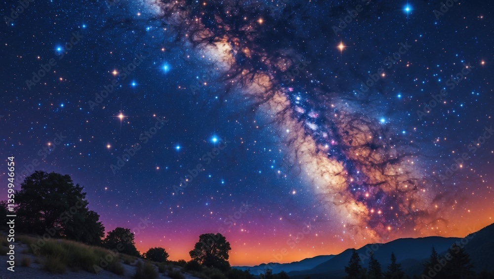 Obraz premium Stunning evening stars in the Milky Way galaxy.