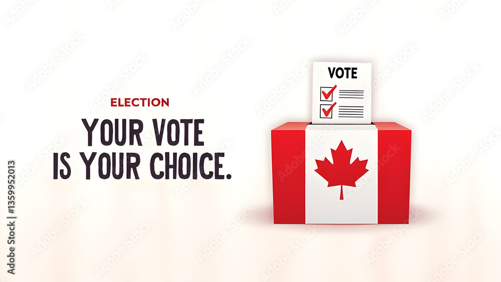 Canada Election Voting Concept – Ballot Box with Check marked Vote and Democratic Message, Your vote is your choice. Canada Election Voting Concept – Ballot Box with Check marked Vote and Democratic Message, Your vote is your choice.