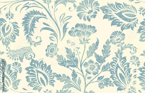 Wallpaper Mural Abstract Paisley Traditional Scribble Style Hand Drawn Ikat Seamless Vector Pattern Trendy Fashion Colors Perfect for Allover Fabric Print or Wall Paper Damask Ethnic Concept Bright Orange White Tones Torontodigital.ca
