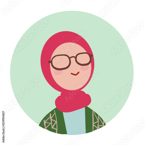 vector illustration of a hijab woman in color