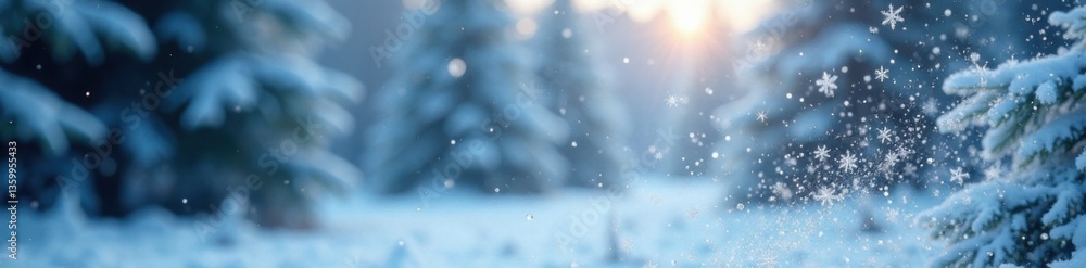 Winter snowflakes falling gently on a frosty windowpane, winter, icy Winter snowflakes falling gently on a frosty windowpane, winter, icy
