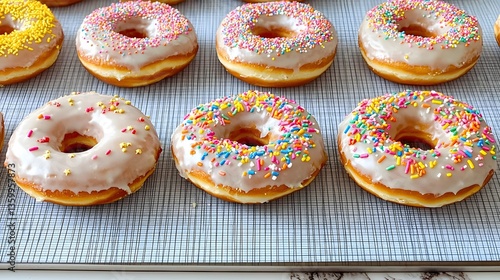 Wallpaper Mural Delicious Glazed Donuts with Rainbow Sprinkles Bakery Treats Torontodigital.ca