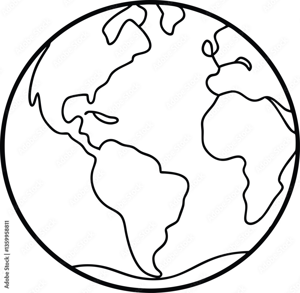 Earth outline coloring book page, Earth line art vector drawing illustration
Earth outline coloring book page, Earth line art vector drawing illustration