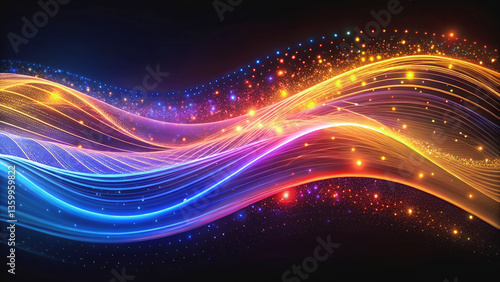 Futuristic Neon Light Waves – Abstract Glowing Digital Art Background