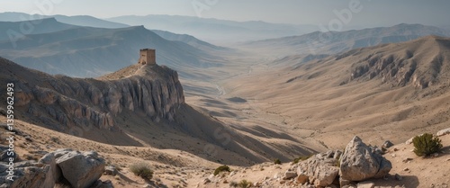 A Mountain Ridge At The Controversial Boundary Featuring Clearly Evident Remnants Of An Ancient Monastery Tower