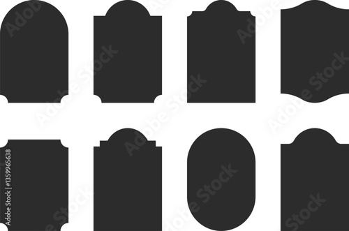 Vintage label collection with ornate frames and elegant silhouettes. Decorative badge shapes for product packaging, branding and logo design. Vector templates set with blank, empty space