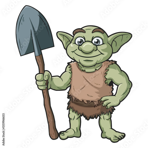 A goblin cartoon character sticker. Menacing Blue Goblin Monster Cartoon Illustration. Mythical Goblin Clipart. Cartoon Goblin with Sharp Teeth. Angry Troll Character for Fantasy & Gaming Designs