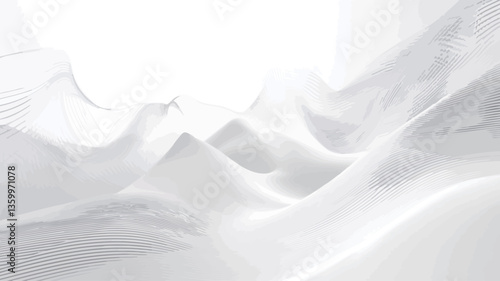 The image showcases an abstract composition featuring flowing white fabric.  The folds and creases of the material create a dynamic, yet serene, pattern of light and shadow. The texture is