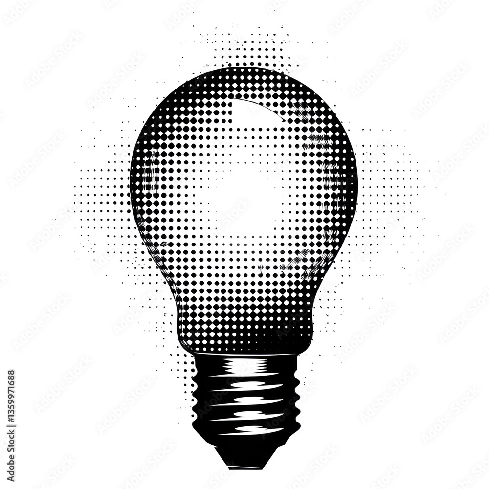 PNG A lightbulb halftone effect black.