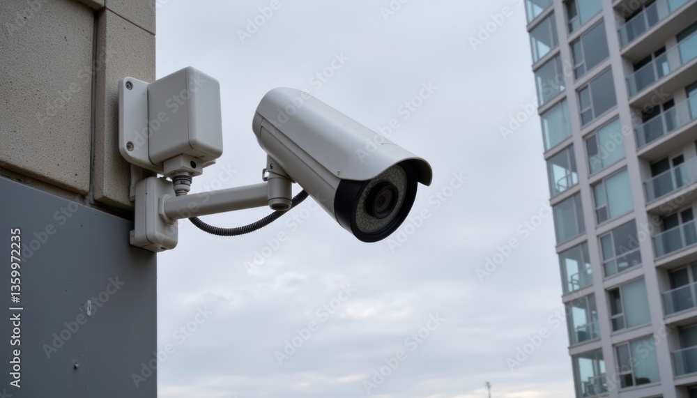 Outdoor CCTV camera monitoring building for enhanced security Outdoor CCTV camera monitoring building for enhanced security