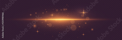 Stylish light effect of lines and sparkles of light. On a transparent background.