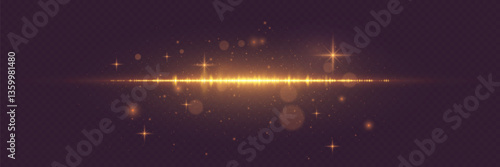 Stylish light effect of lines and sparkles of light. On a transparent background.