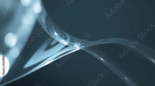 Sleek transparent wave, soft illumination, modern design, copy space