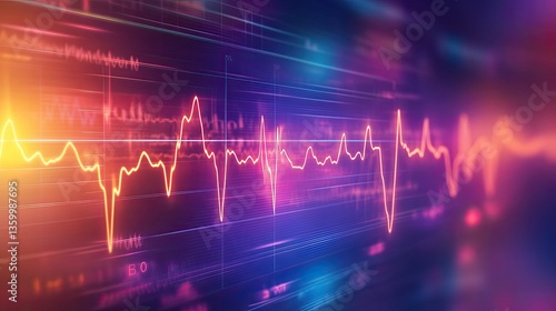 Modern medical-themed background with ECG heart pulse and abstract wave effects.
