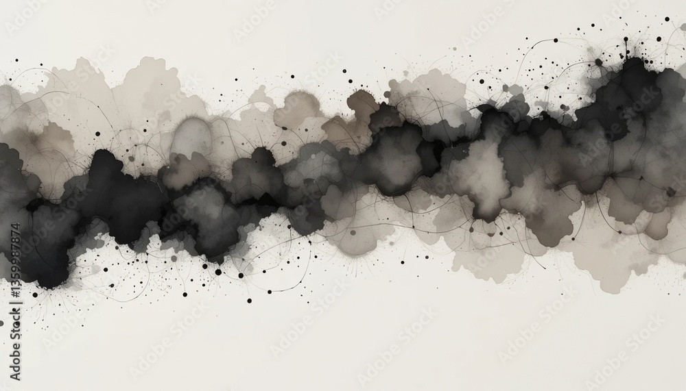 Obraz premium Dynamic abstract ink patterns digital art studio artistic design minimalist environment close-up view modern aesthetic for creative professionals