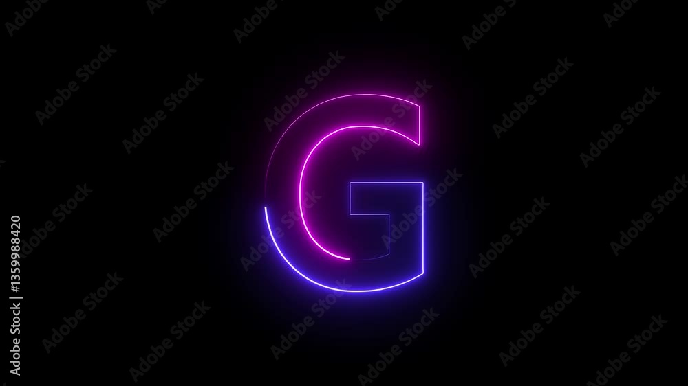 The neon G text icon animation features a glowing, vibrant The neon G text icon animation features a glowing, vibrant
