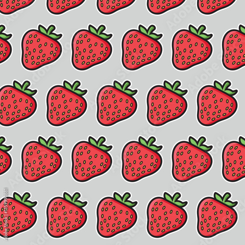 Seamless pattern with strawberries and green leaves for fashion vector illustration, print