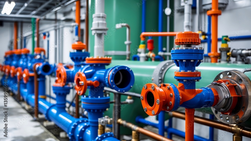 Industrial water treatment system with pvc pipelines and valves Industrial water treatment system with pvc pipelines and valves