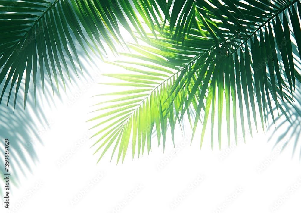 Fototapeta premium Palm Leaves Sunlight Shadows.