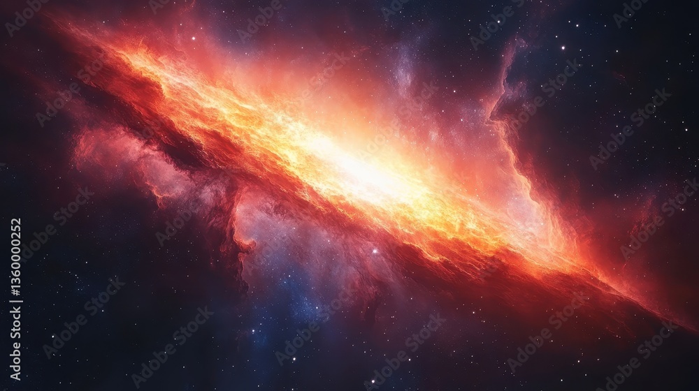 Fiery nebula cosmic explosion, space background, science fiction Fiery nebula cosmic explosion, space background, science fiction