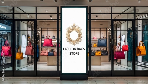 Vertical led display enhancing fashion bags store branding
