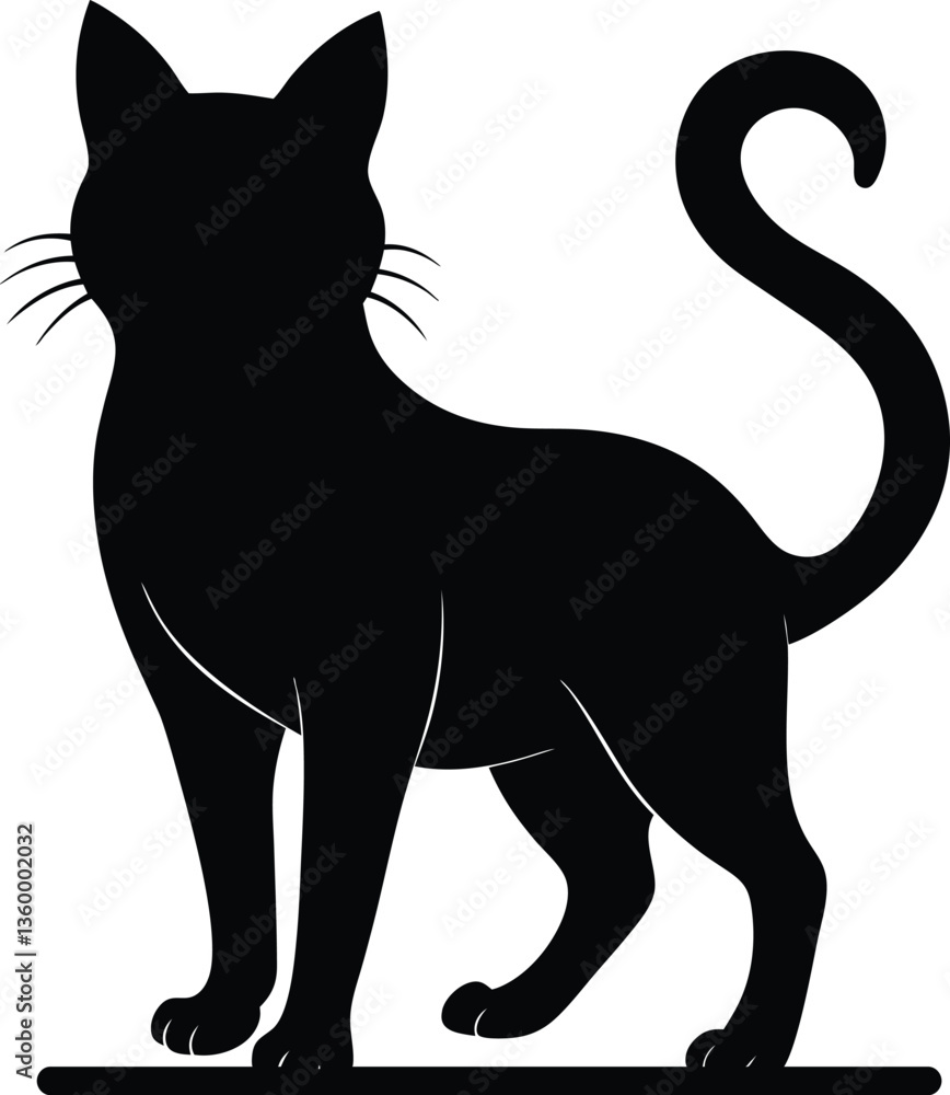Obraz premium black cat vector illustration Flat design of a cat vector in black 