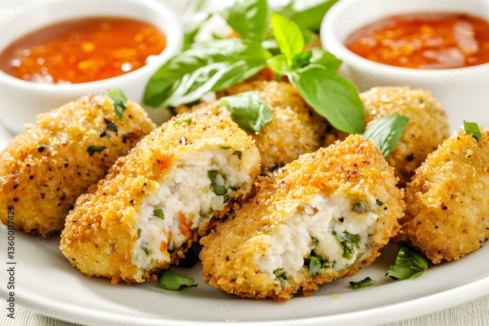 Crispy Fried Fish Cakes with Spicy Dipping Sauce Crispy Fried Fish Cakes with Spicy Dipping Sauce