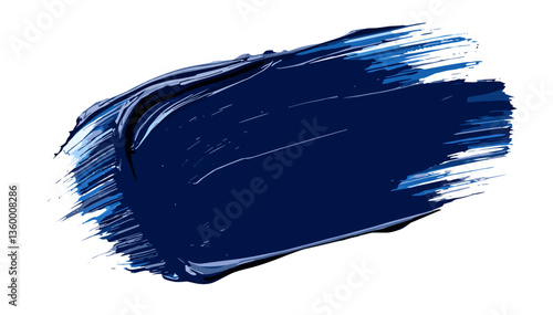 Abstract blue paint stroke on white background  