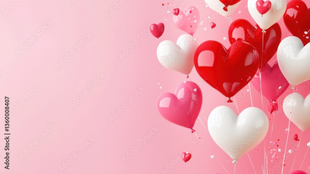 Heart-shaped balloons in pink background for romantic celebrations and decorations during special occasions Heart-shaped balloons in pink background for romantic celebrations and decorations during special occasions