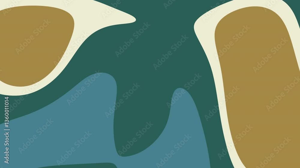 Abstract animation with flowing green, blue, beige, and off-white shapes. Smooth transitions and morphing elements create a calming visual experience Abstract animation with flowing green, blue, beige, and off-white shapes. Smooth transitions and morphing elements create a calming visual experience