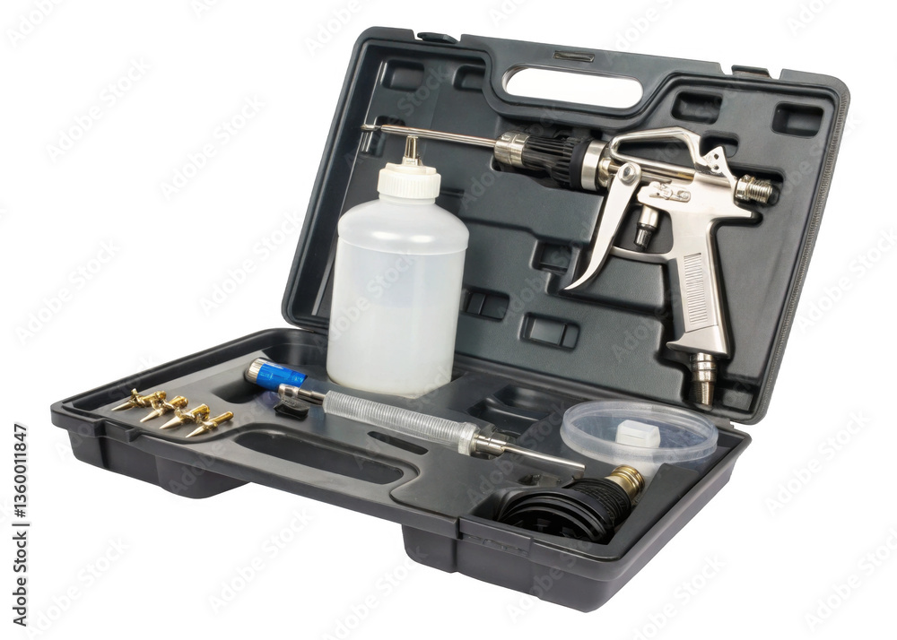 Fototapeta premium Spray Gun Cleaning Kit isolated on a transparent background.
