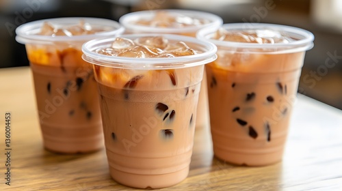 Wallpaper Mural Iced Milk Tea with Ice Cubes in Plastic Cups Torontodigital.ca